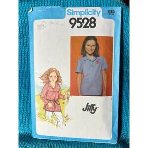 Simplicity 9528 Sewing pattern kids polo shirt 1970s size 12